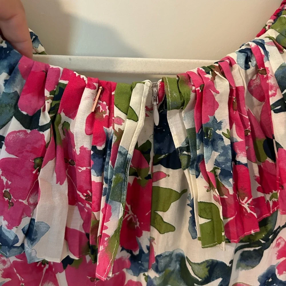 MISA Los Angeles Mirabelle M Pink Blue Dip-Dye Floral Off Shoulder Maxi Dress - Picture 5 of 7